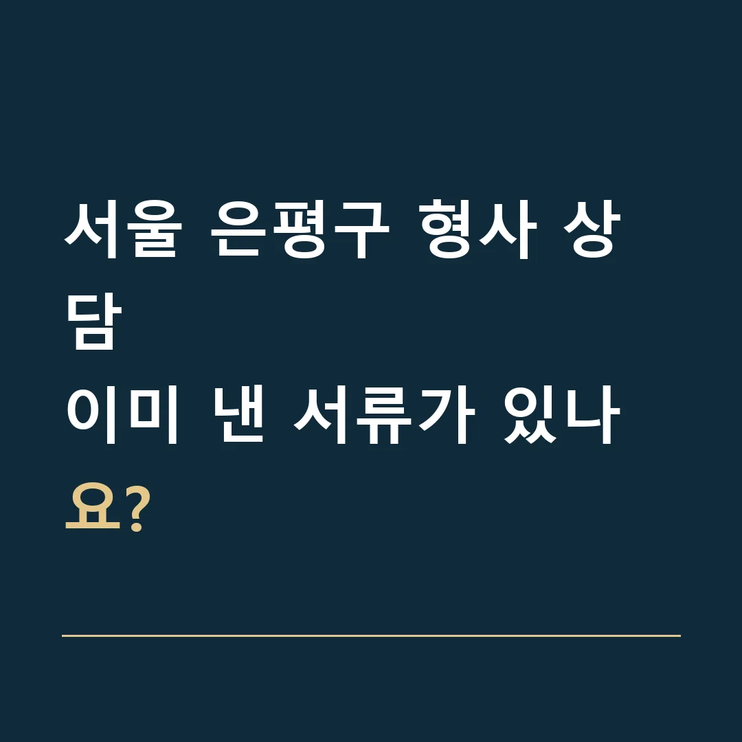 서울 은평구 형사 상담 · 이미 낸 서류가 있나요?