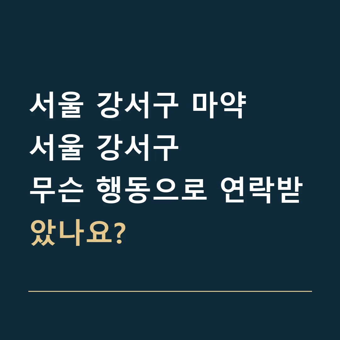 서울 강서구 마약 · 서울 강서구
무슨 행동으로 연락받았나요?