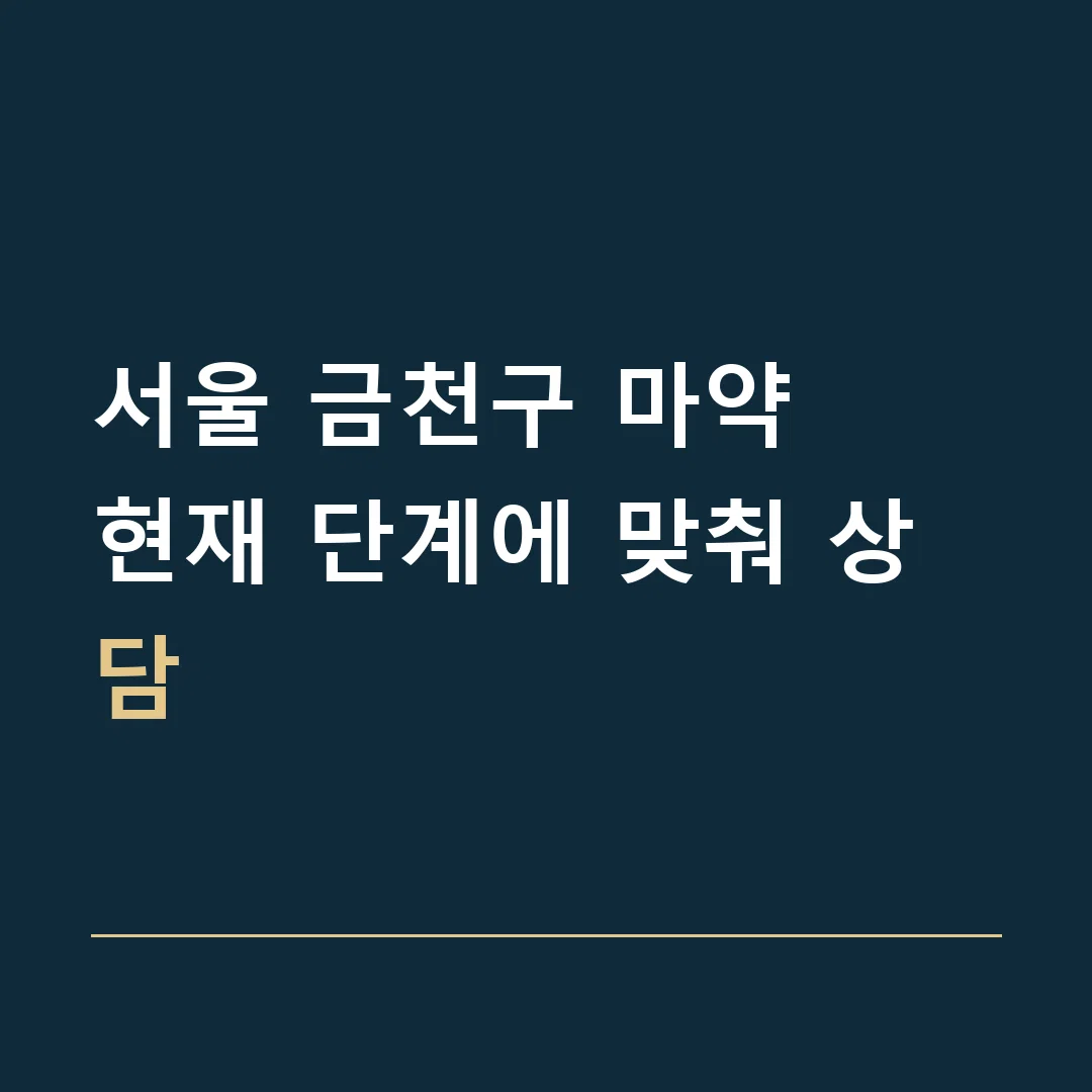 서울 금천구 마약 · 현재 단계에 맞춰 상담