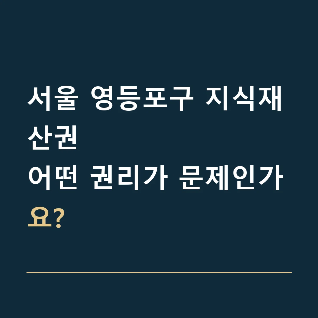 서울 영등포구 지식재산권 · 어떤 권리가 문제인가요?