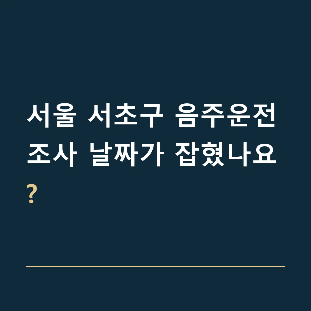 서울 서초구 음주운전 · 조사 날짜가 잡혔나요?