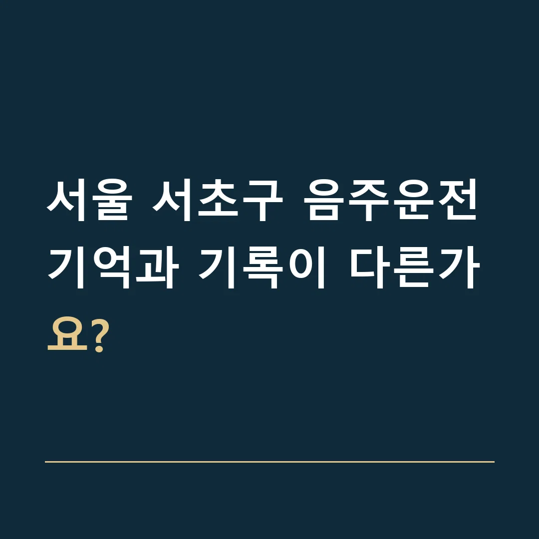 서울 서초구 음주운전 · 기억과 기록이 다른가요?