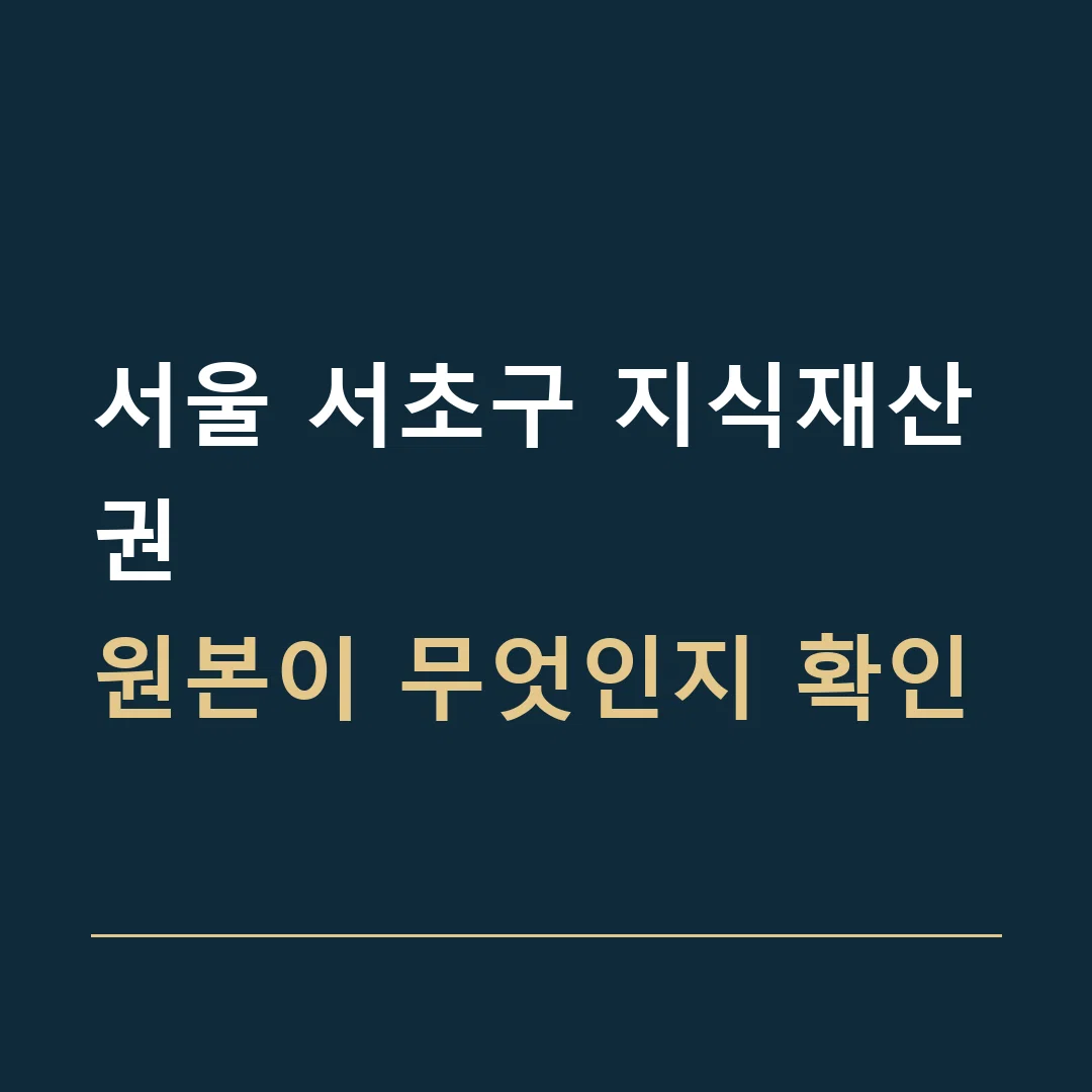 서울 서초구 지식재산권 · 원본이 무엇인지 확인