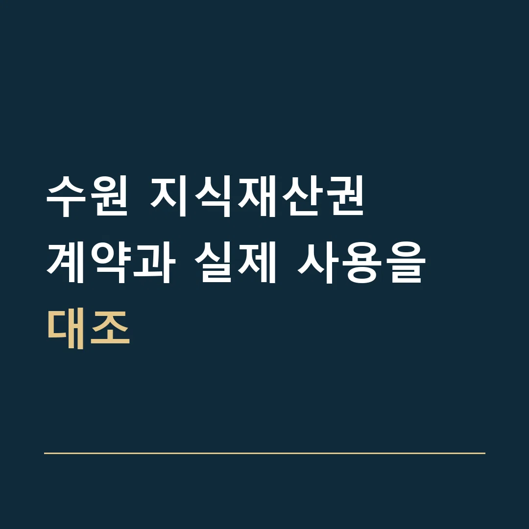 수원 지식재산권 · 계약과 실제 사용을 대조