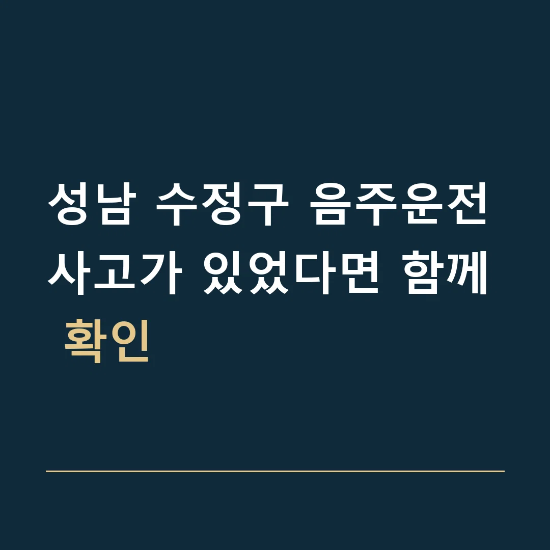 성남 수정구 음주운전 · 사고가 있었다면 함께 확인