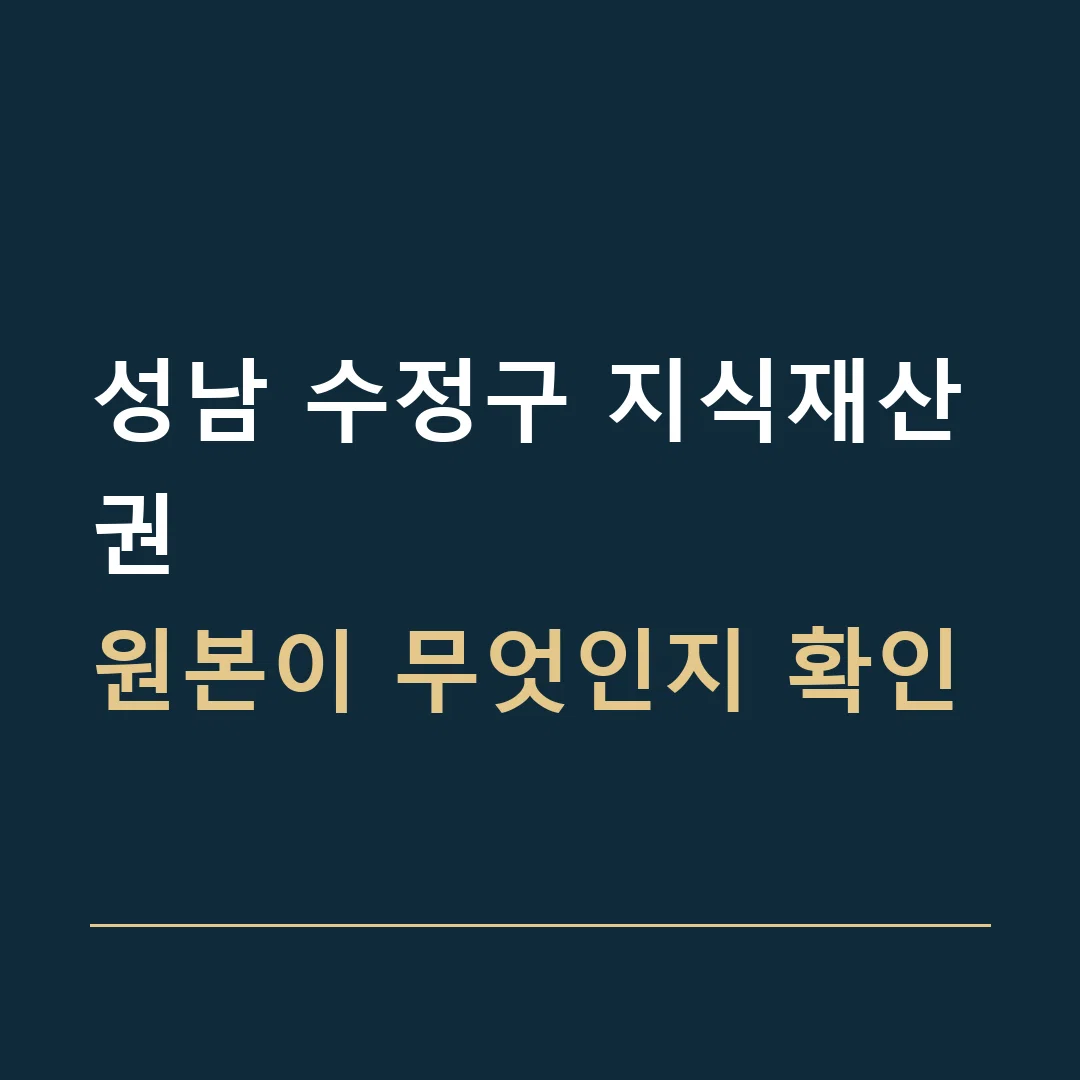 성남 수정구 지식재산권 · 원본이 무엇인지 확인