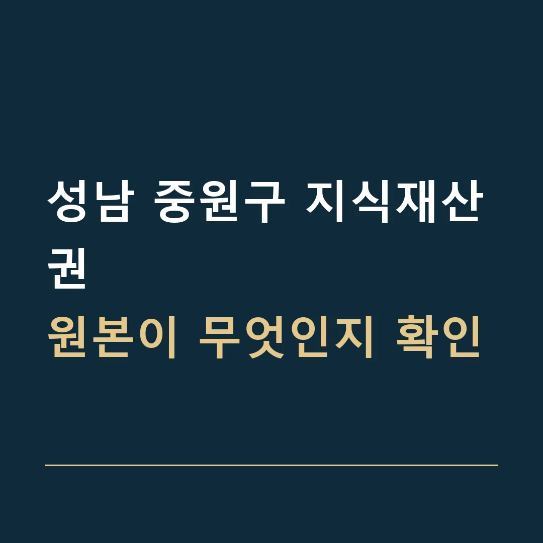 성남 중원구 지식재산권 · 원본이 무엇인지 확인