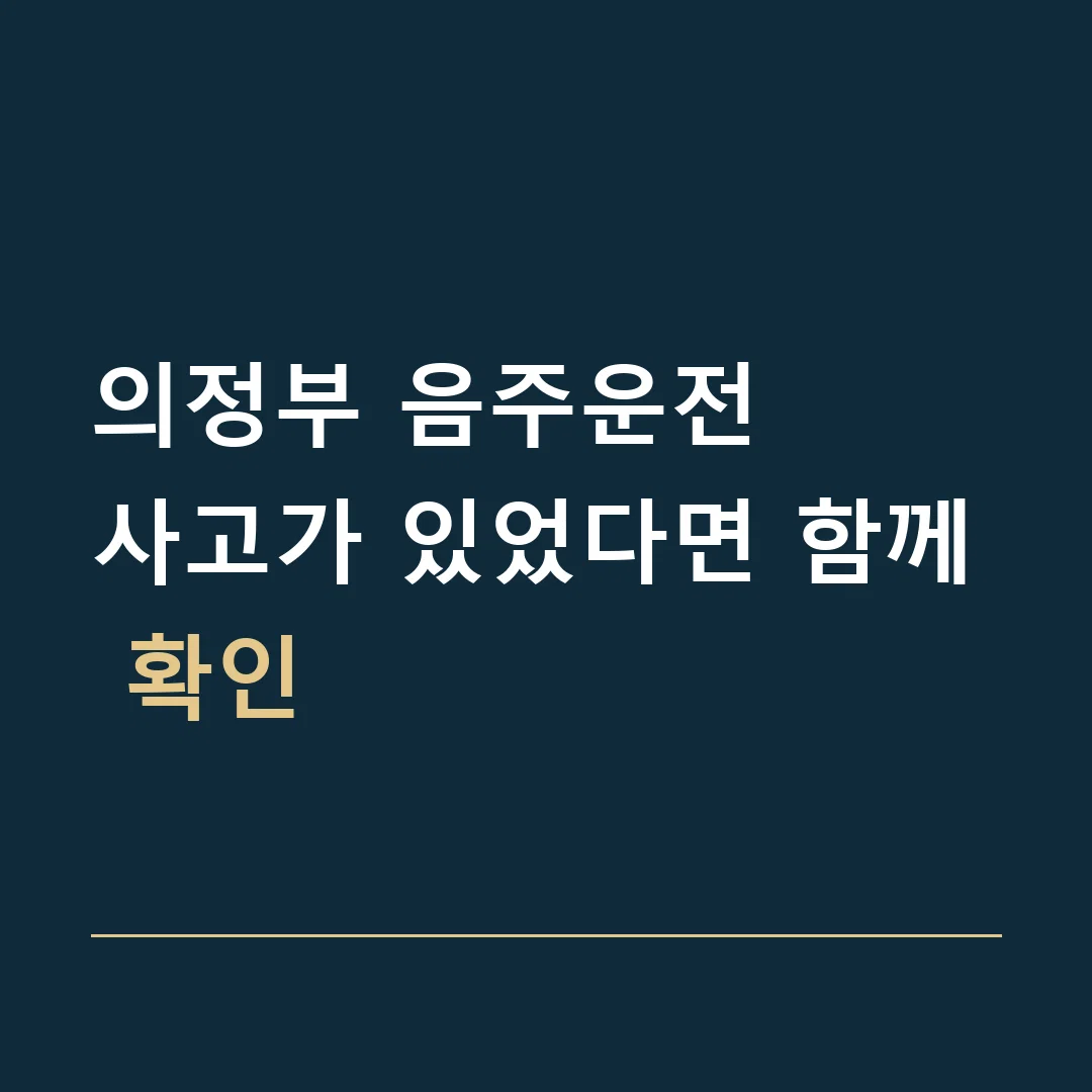 의정부 음주운전 · 사고가 있었다면 함께 확인
