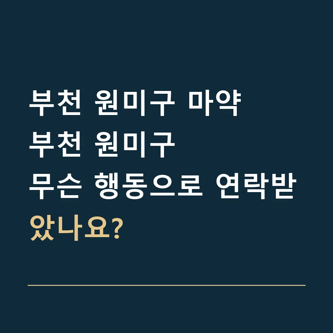 부천 원미구 마약 · 부천 원미구
무슨 행동으로 연락받았나요?