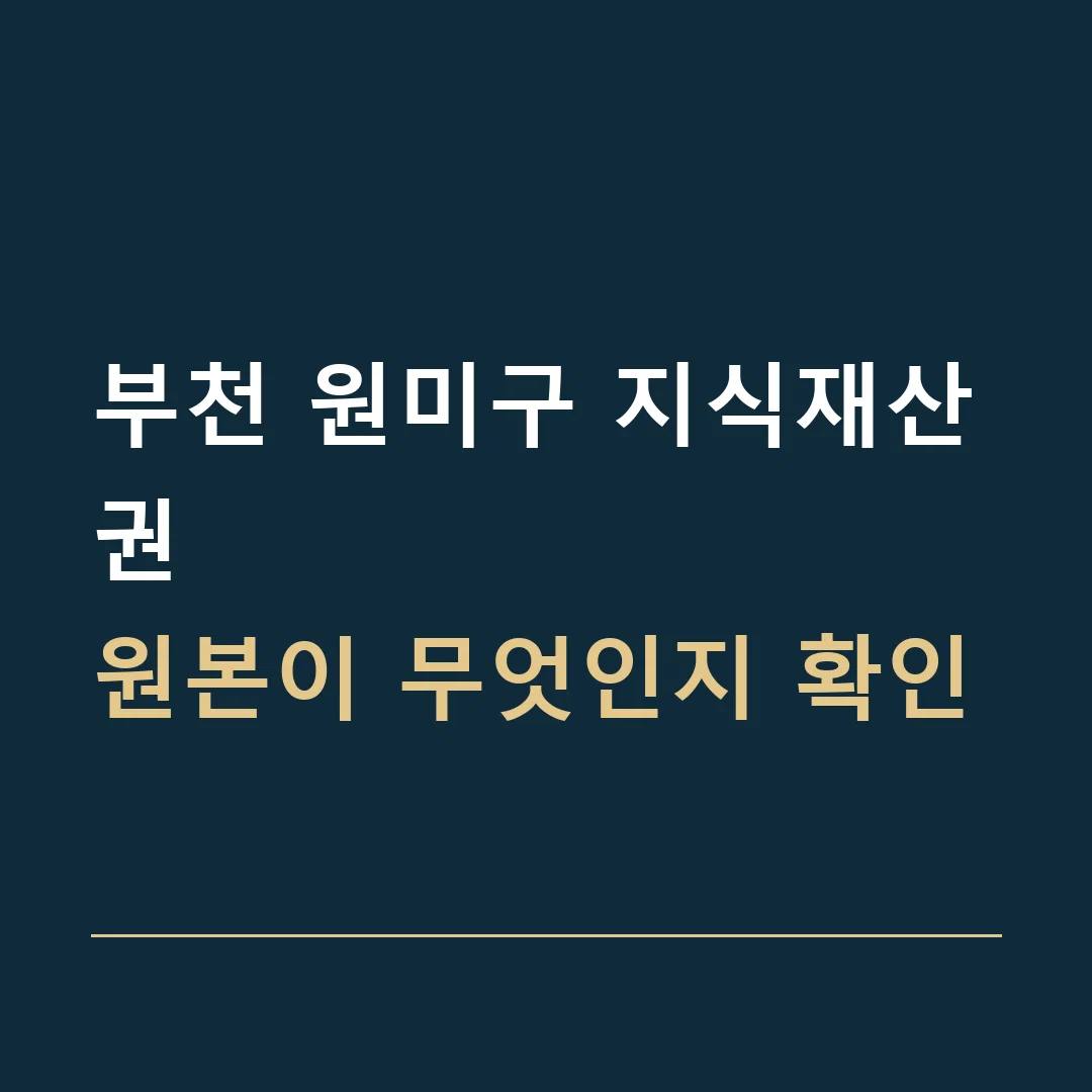 부천 원미구 지식재산권 · 원본이 무엇인지 확인