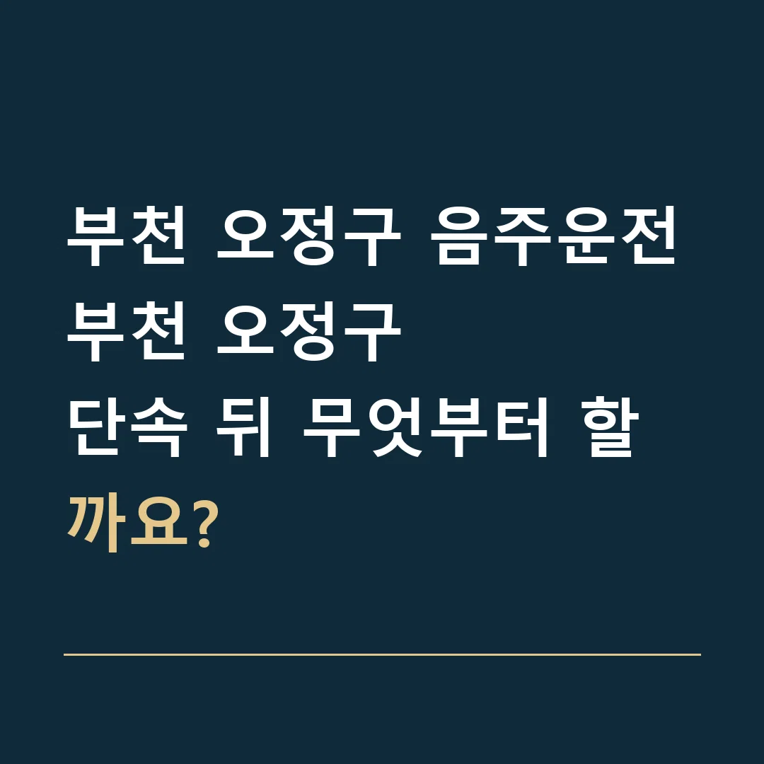 부천 오정구 음주운전 · 부천 오정구
단속 뒤 무엇부터 할까요?