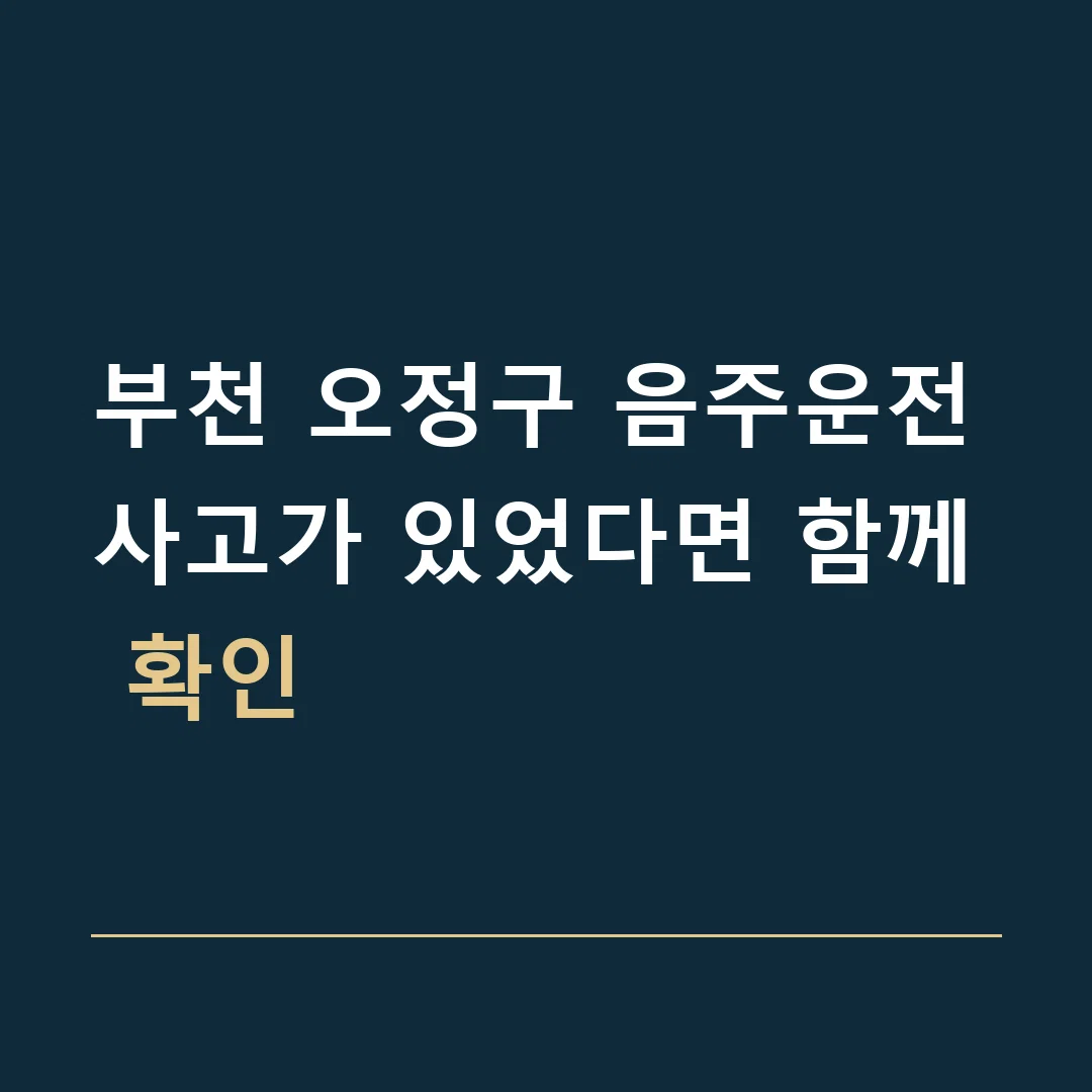 부천 오정구 음주운전 · 사고가 있었다면 함께 확인