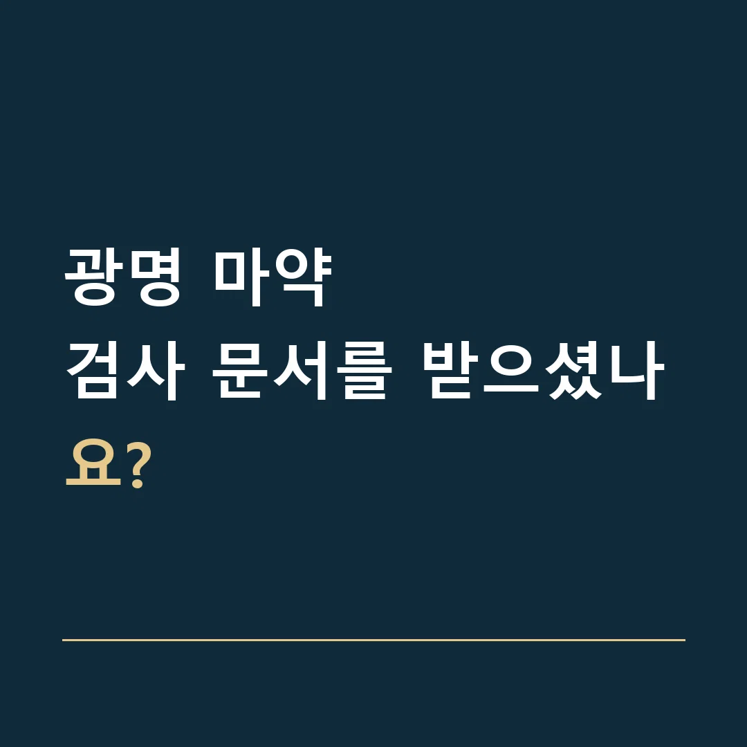 광명 마약 · 검사 문서를 받으셨나요?
