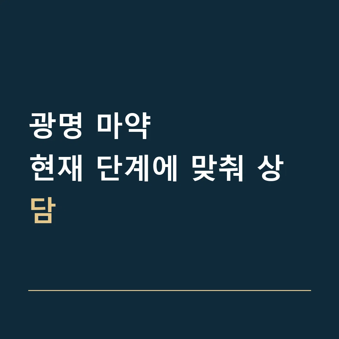 광명 마약 · 현재 단계에 맞춰 상담