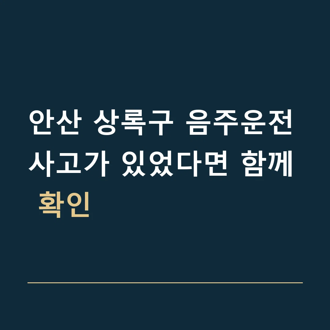 안산 상록구 음주운전 · 사고가 있었다면 함께 확인