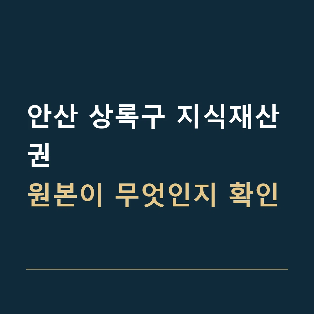 안산 상록구 지식재산권 · 원본이 무엇인지 확인