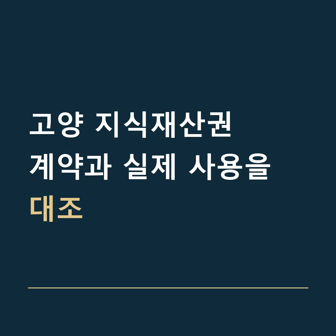 고양 지식재산권 · 계약과 실제 사용을 대조