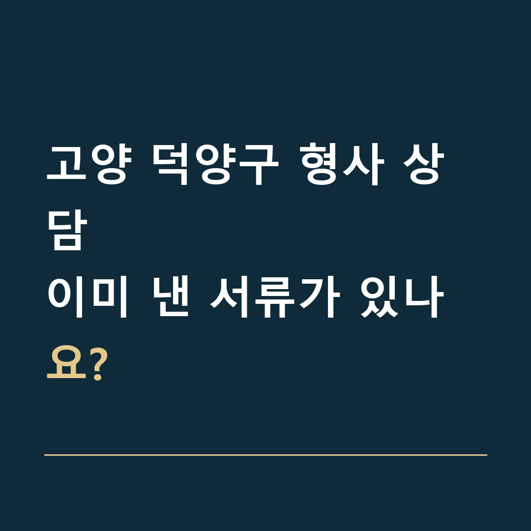 고양 덕양구 형사 상담 · 이미 낸 서류가 있나요?