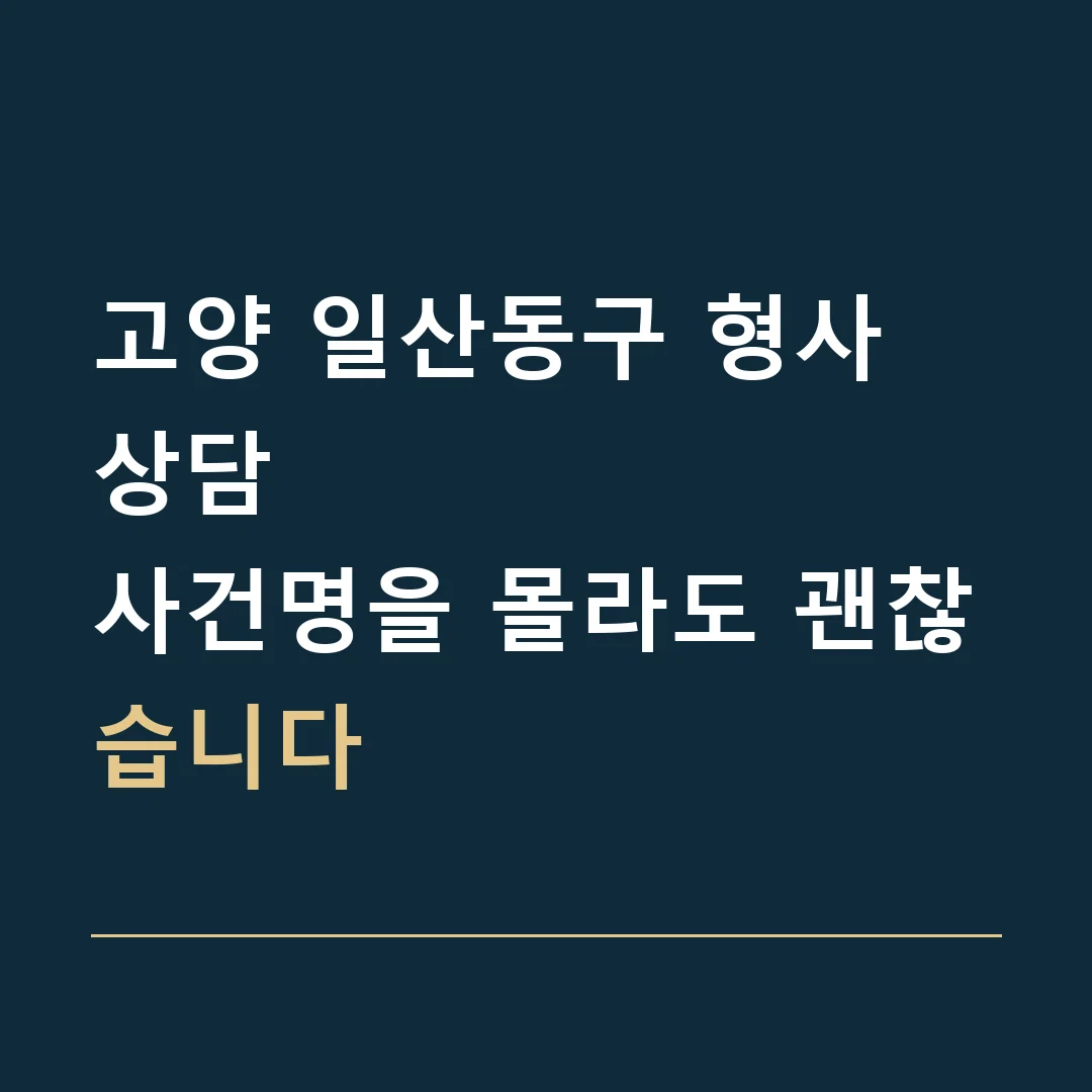 고양 일산동구 형사 상담 · 사건명을 몰라도 괜찮습니다