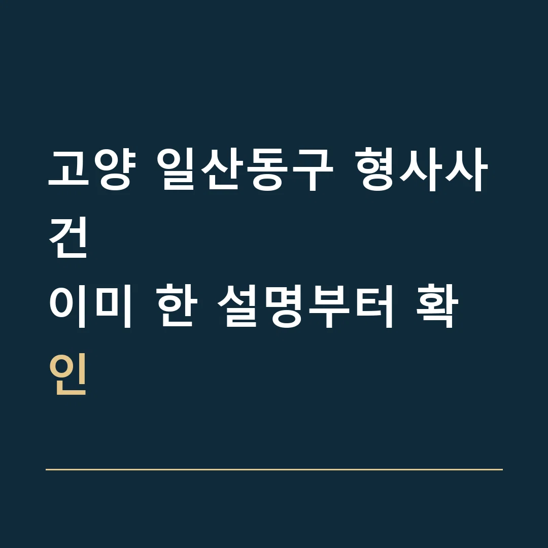 고양 일산동구 형사사건 · 이미 한 설명부터 확인