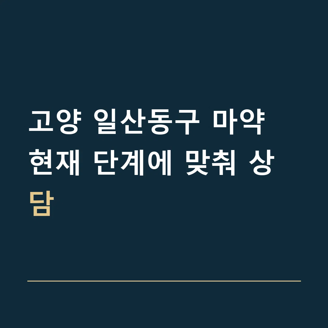 고양 일산동구 마약 · 현재 단계에 맞춰 상담