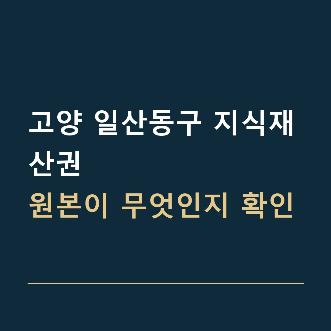 고양 일산동구 지식재산권 · 원본이 무엇인지 확인