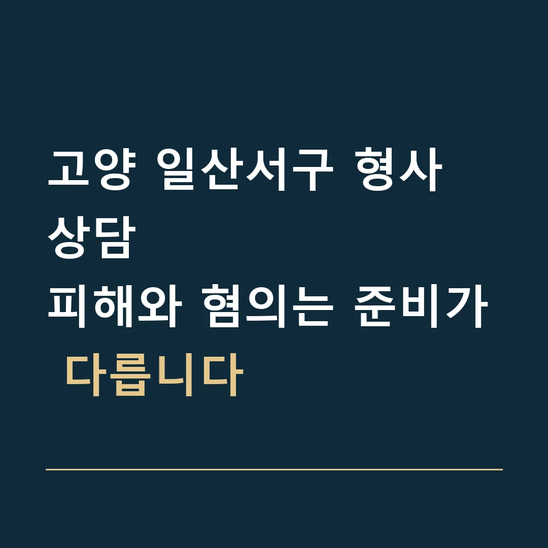 고양 일산서구 형사 상담 · 피해와 혐의는 준비가 다릅니다