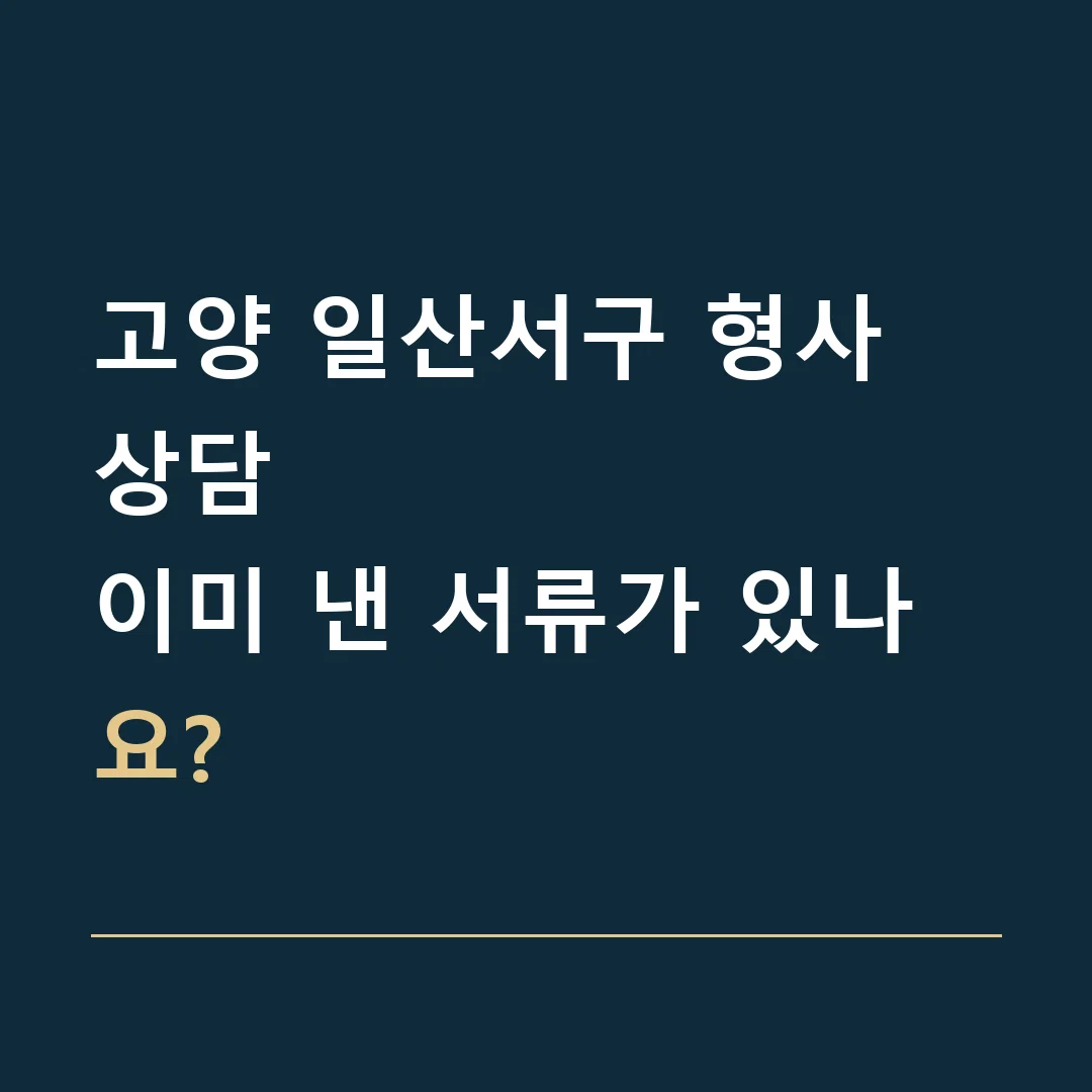 고양 일산서구 형사 상담 · 이미 낸 서류가 있나요?