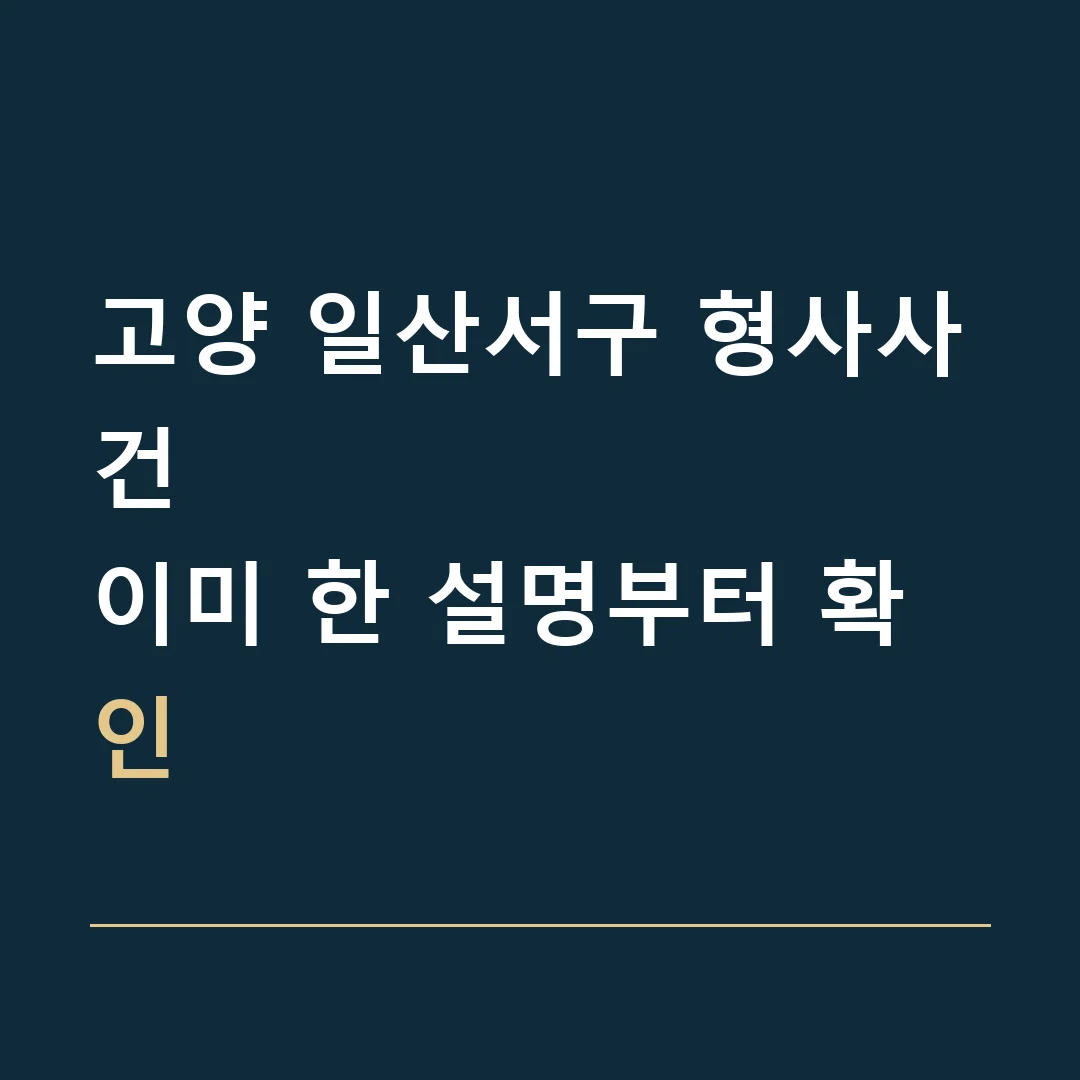 고양 일산서구 형사사건 · 이미 한 설명부터 확인