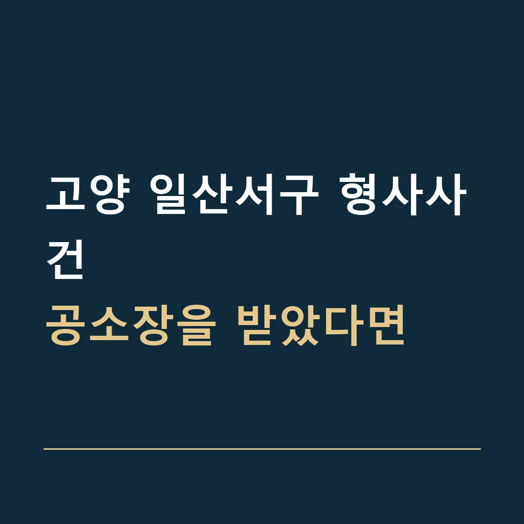 고양 일산서구 형사사건 · 공소장을 받았다면