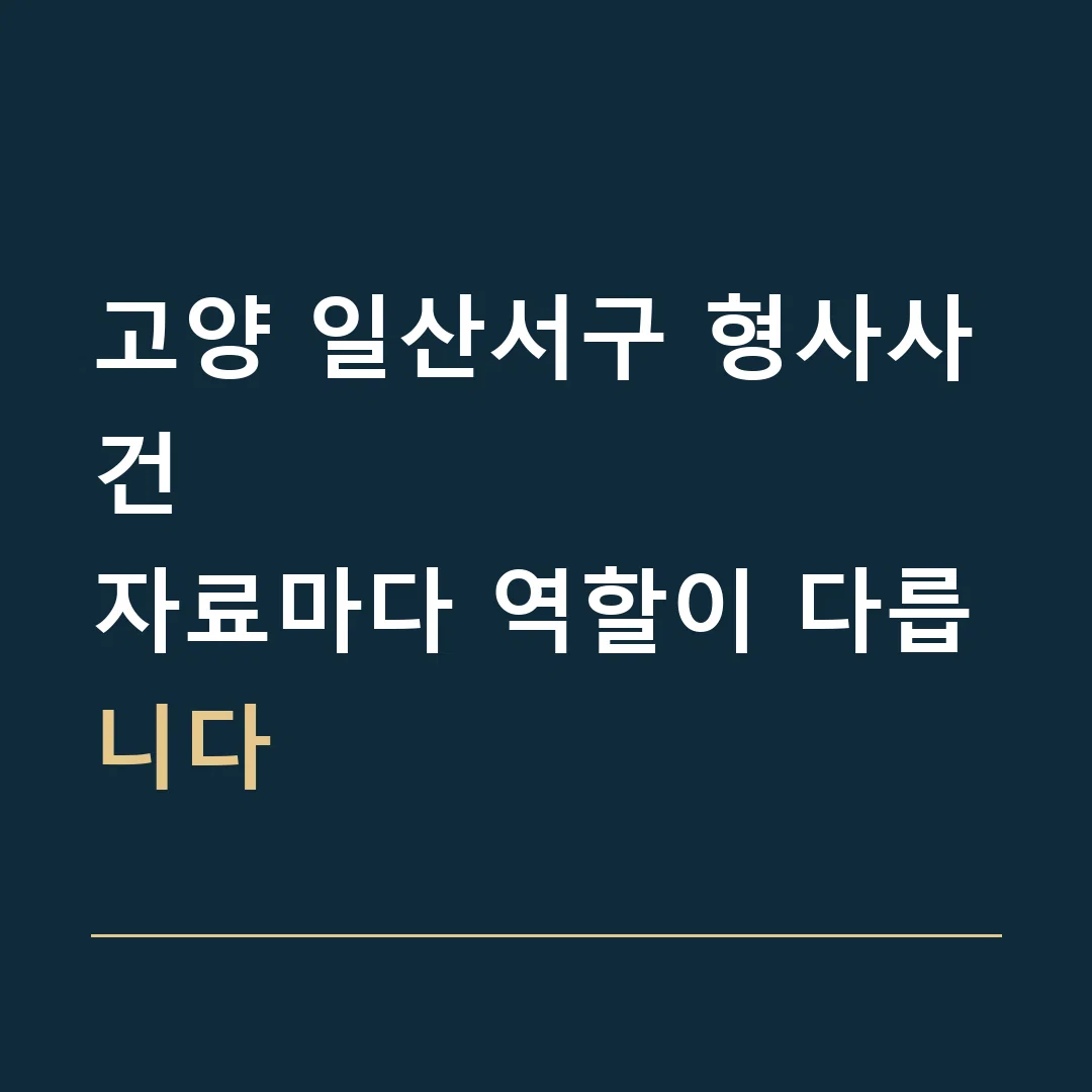 고양 일산서구 형사사건 · 자료마다 역할이 다릅니다
