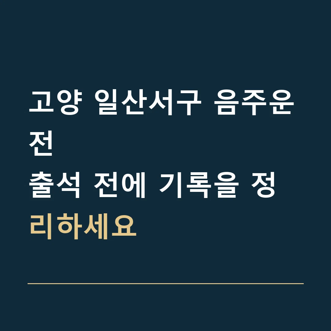 고양 일산서구 음주운전 · 출석 전에 기록을 정리하세요