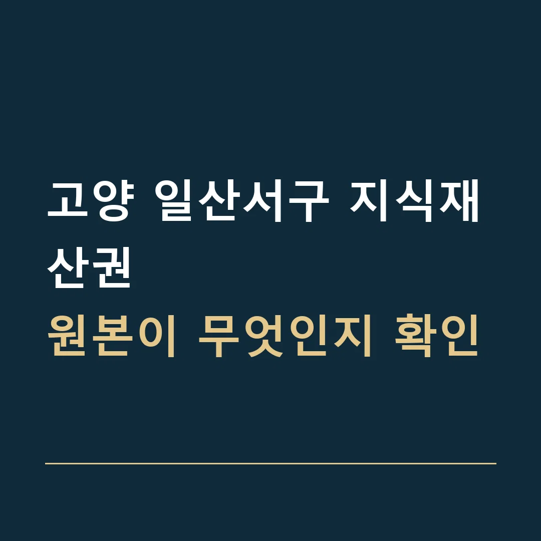 고양 일산서구 지식재산권 · 원본이 무엇인지 확인