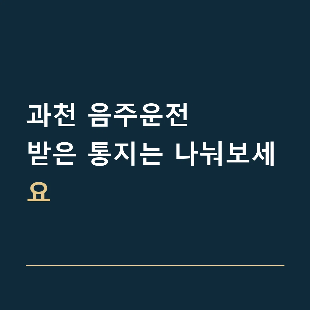 과천 음주운전 · 받은 통지는 나눠보세요