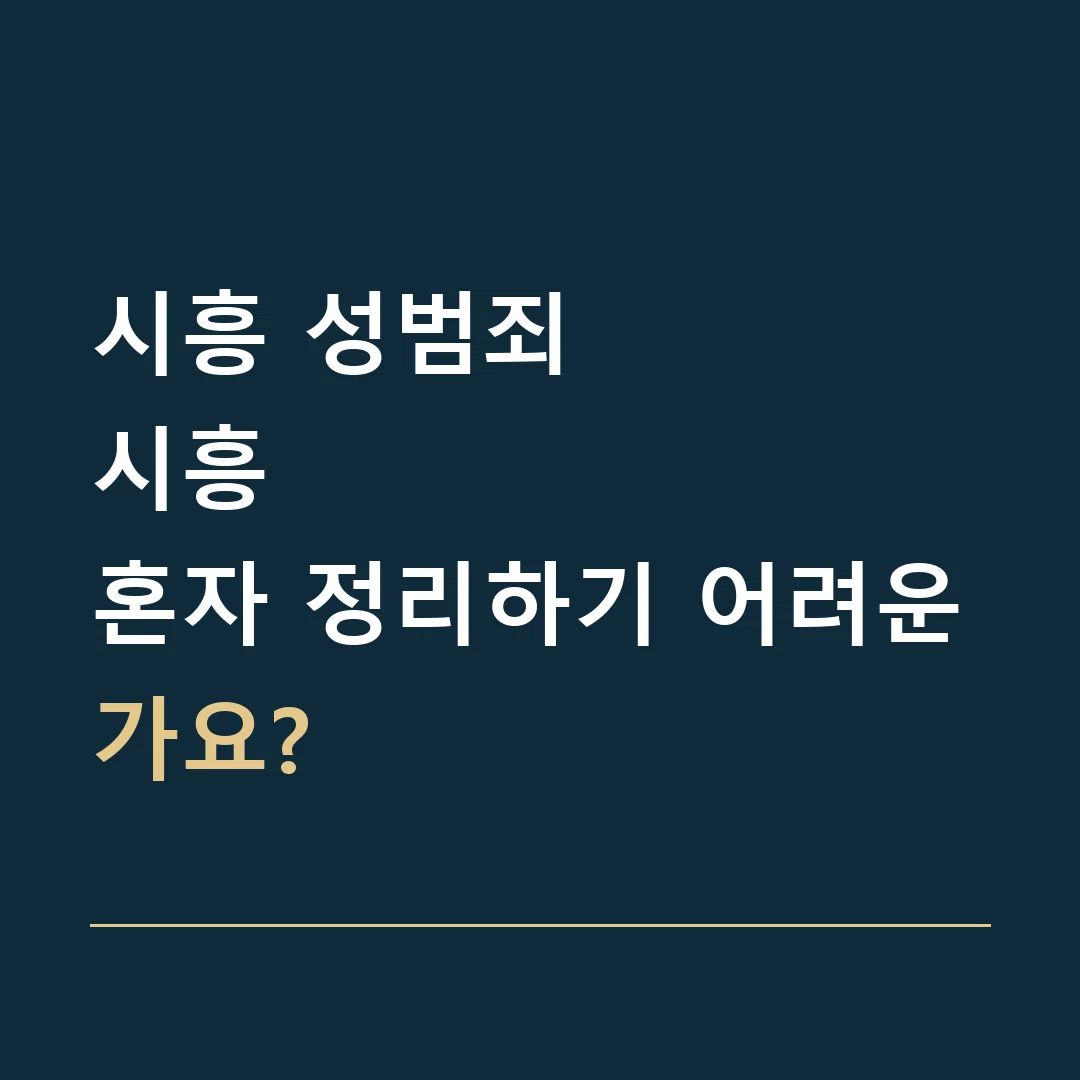 시흥 성범죄 · 시흥
혼자 정리하기 어려운가요?