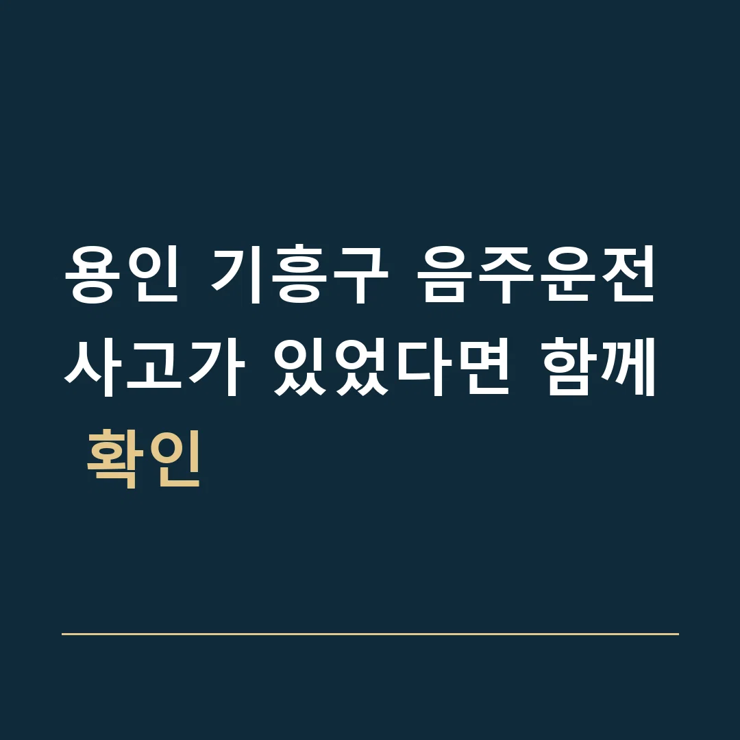 용인 기흥구 음주운전 · 사고가 있었다면 함께 확인