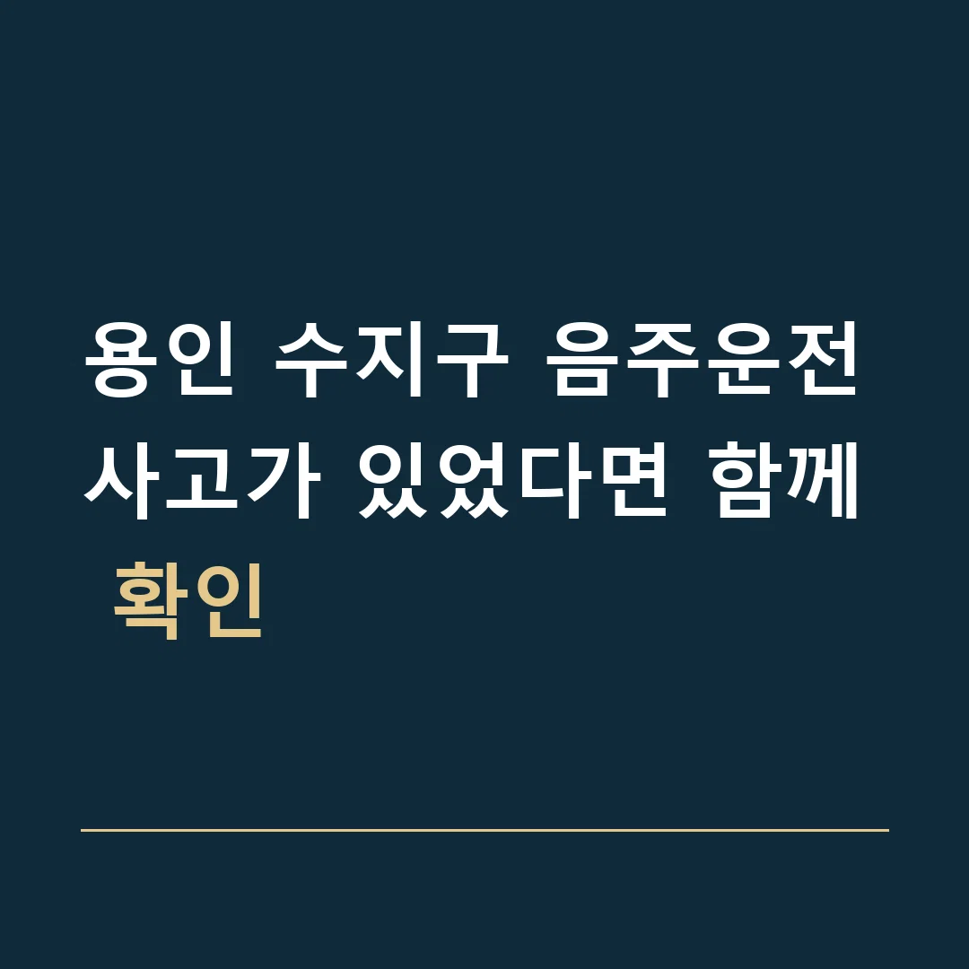 용인 수지구 음주운전 · 사고가 있었다면 함께 확인