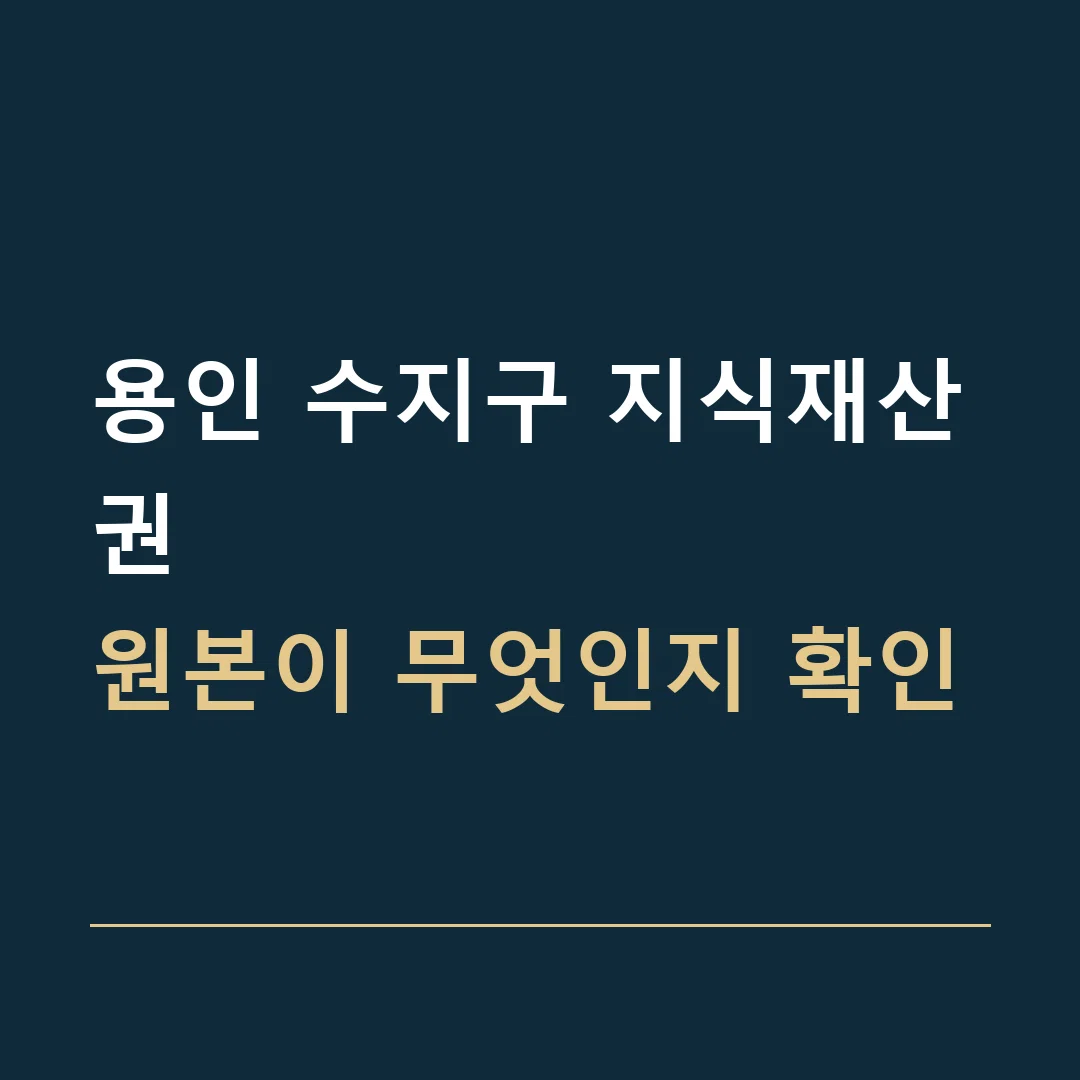 용인 수지구 지식재산권 · 원본이 무엇인지 확인