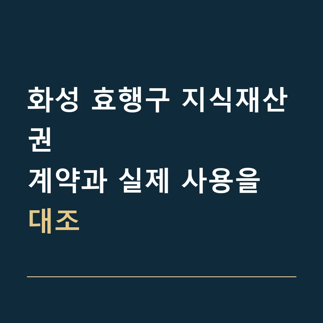화성 효행구 지식재산권 · 계약과 실제 사용을 대조