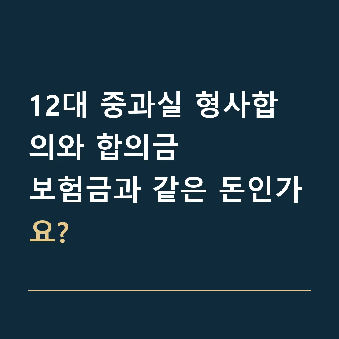 12대 중과실 형사합의와 합의금 · 보험금과 같은 돈인가요?