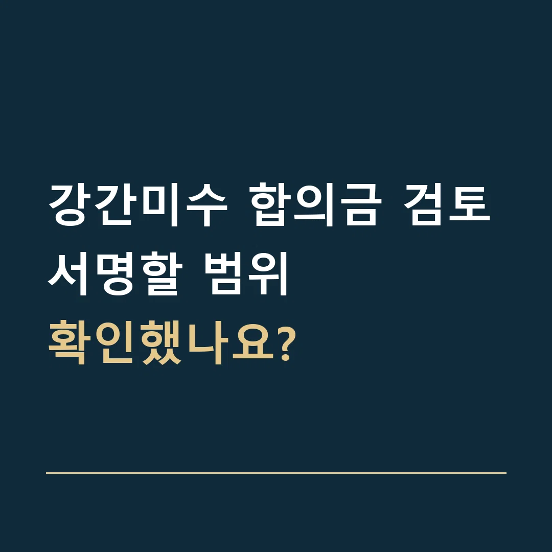 강간미수 합의금 검토 · 서명할 범위
확인했나요?
