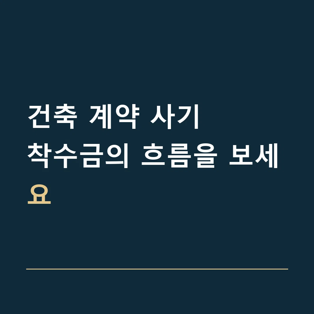 건축 계약 사기 · 착수금의 흐름을 보세요