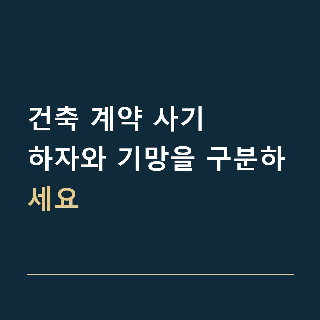 건축 계약 사기 · 하자와 기망을 구분하세요