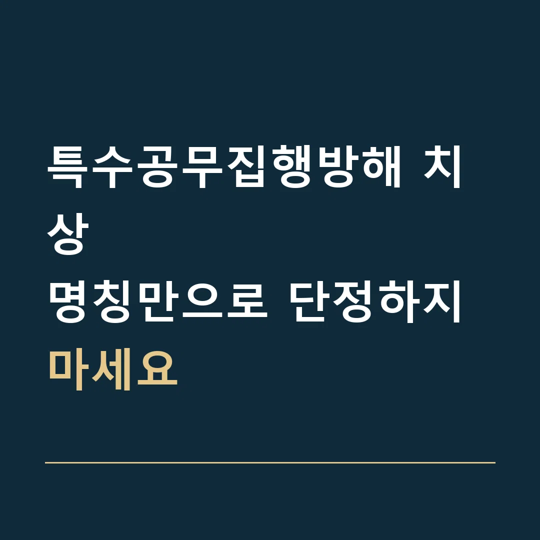특수공무집행방해 치상 · 명칭만으로 단정하지 마세요