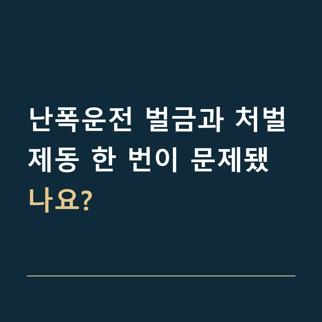 난폭운전 벌금과 처벌 · 제동 한 번이 문제됐나요?
