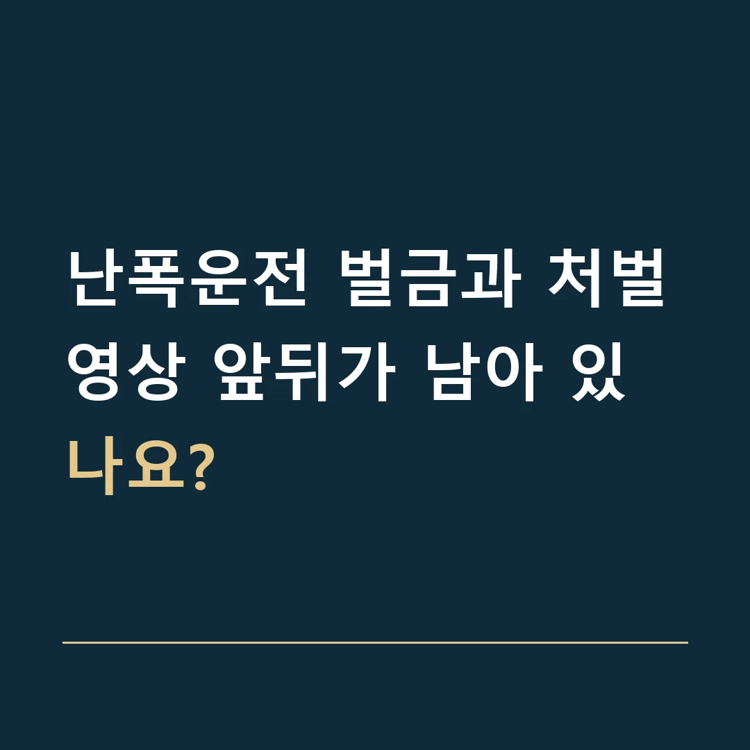 난폭운전 벌금과 처벌 · 영상 앞뒤가 남아 있나요?