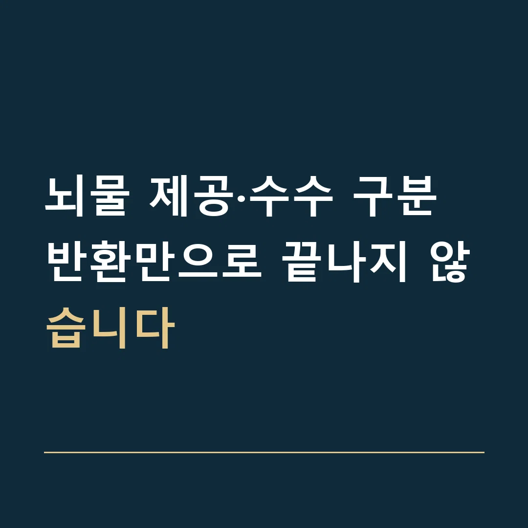 뇌물 제공·수수 구분 · 반환만으로 끝나지 않습니다