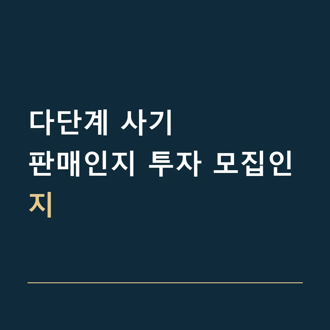 다단계 사기 · 판매인지 투자 모집인지