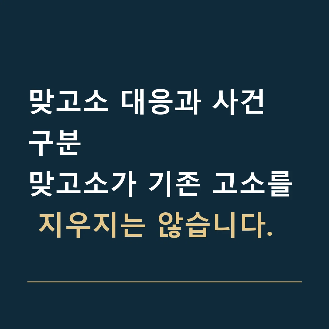 맞고소 대응과 사건 구분 · 맞고소가 기존 고소를 지우지는 않습니다.