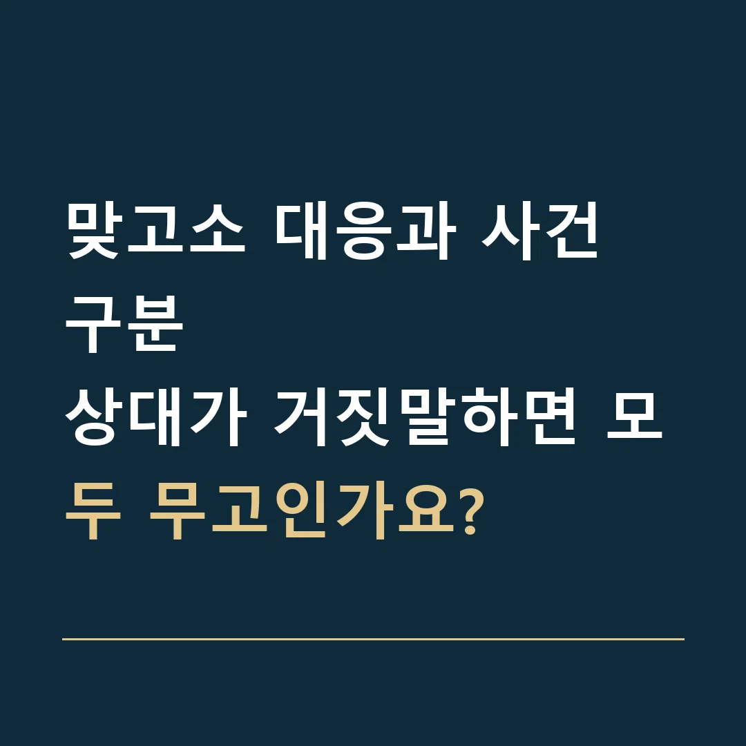 맞고소 대응과 사건 구분 · 상대가 거짓말하면 모두 무고인가요?
